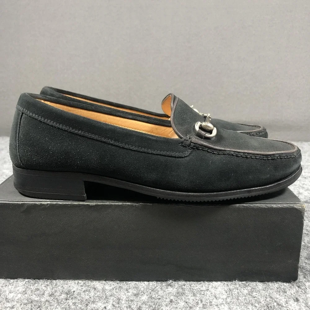 Gravati Loafers Mens 8 M Black Suede Horsebit Slip On Handmade Italy Luxury